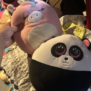 Pink Unicorn and Panda Plush Toys